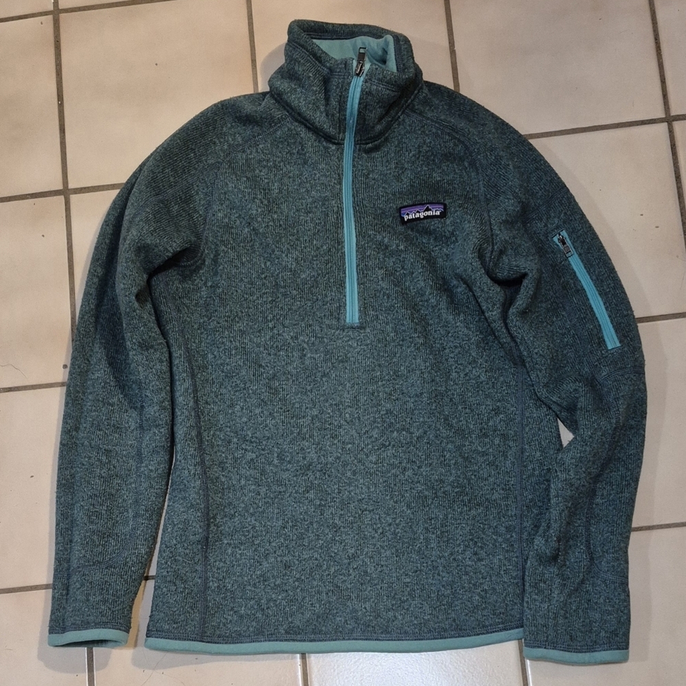 Patagonia Teal Green Half-Zip Fleece Sweatshirt - Picture 4 of 10